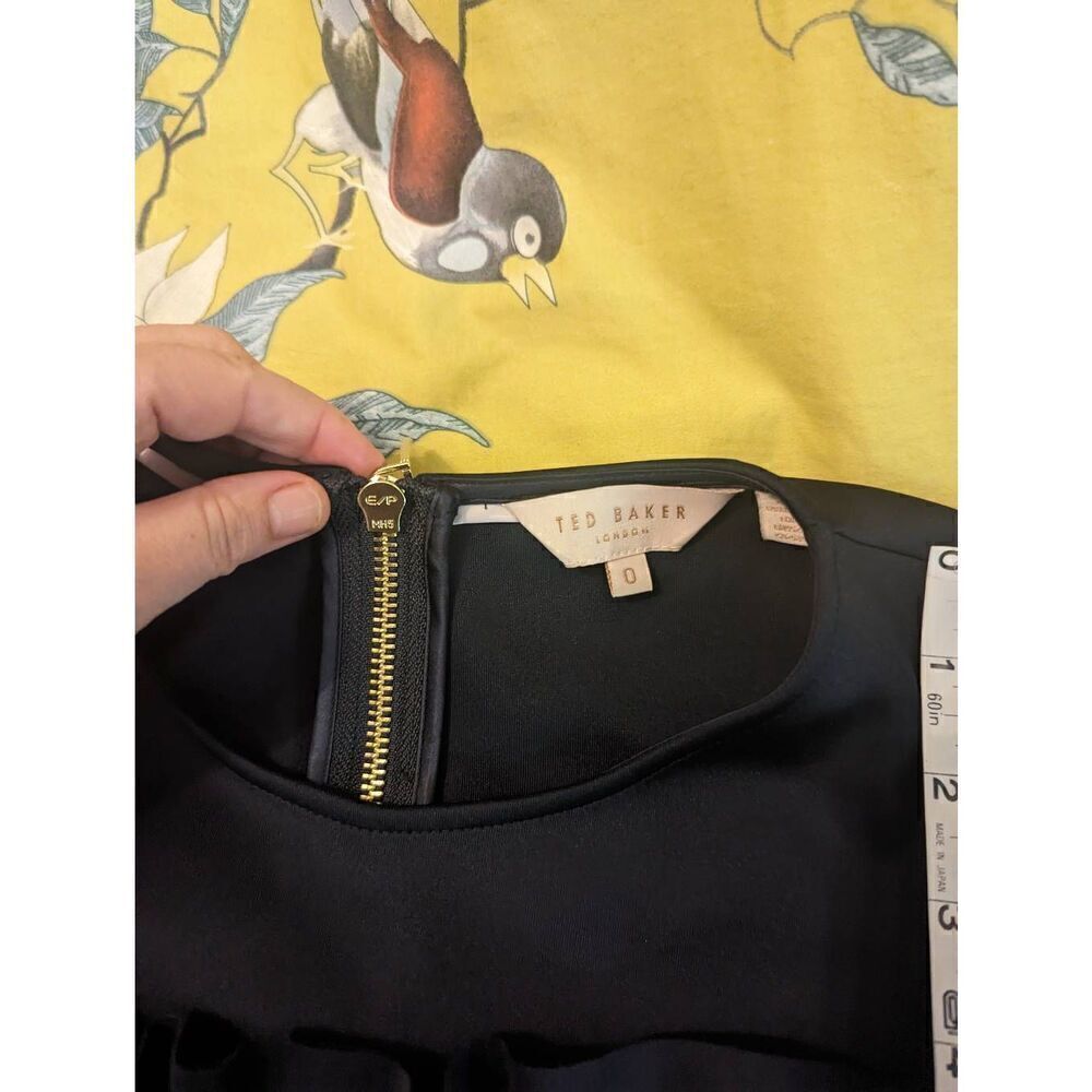 Ted Baker London Women’s 0 Navy Blue Ruffle Bodice Tunic Dress Elegant - Picture 3 of 5